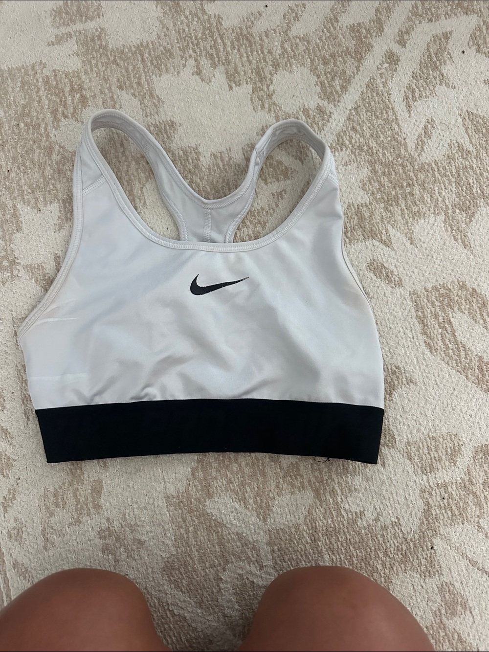 Nike White and Black Racerback Crop Sports Bra